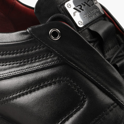 Men's Black Leather Perforated Sneaker