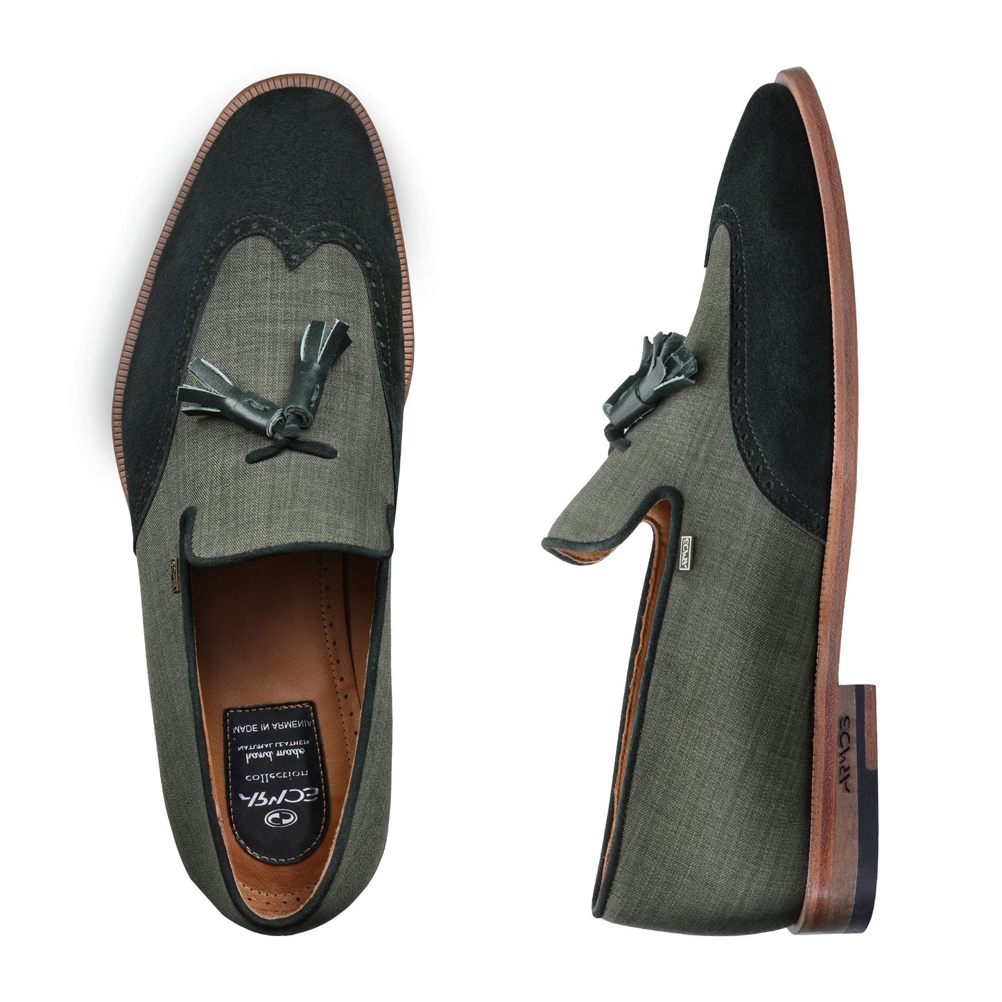 Loafers in shades of green