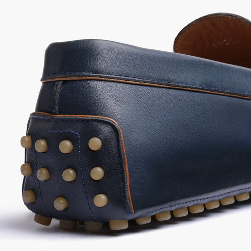 Men's Blue Leather Driving Moccasin