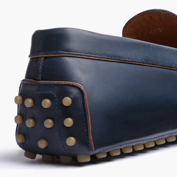 Men's Blue Leather Driving Moccasin