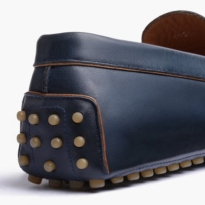 Men's Blue Leather Driving Moccasin