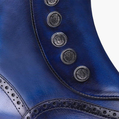 Men's Blue Leather Brogue Boot
