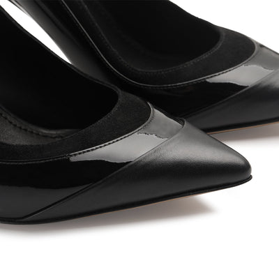 Women’s Black Pointed-Toe Leather Pump