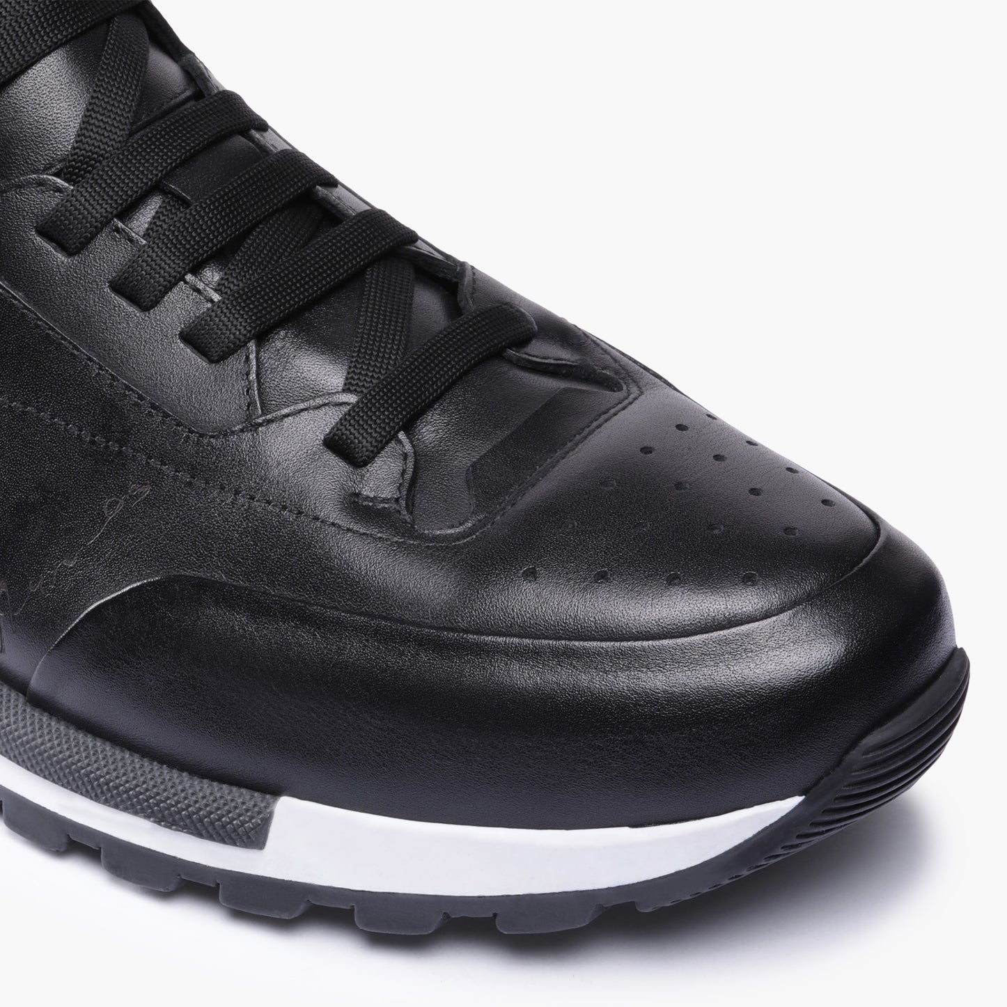 Men's Black Sneaker with White Sole