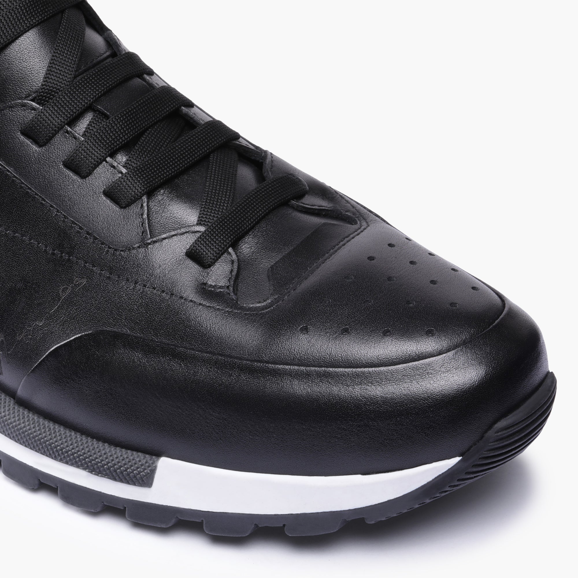 Men's Black Sneaker with White Sole