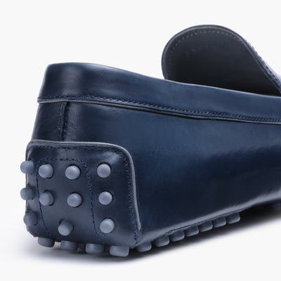 Men’s Navy Blue Leather Driving Moccasin