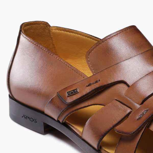 Men's Light Brown Leather Fisherman Sandal