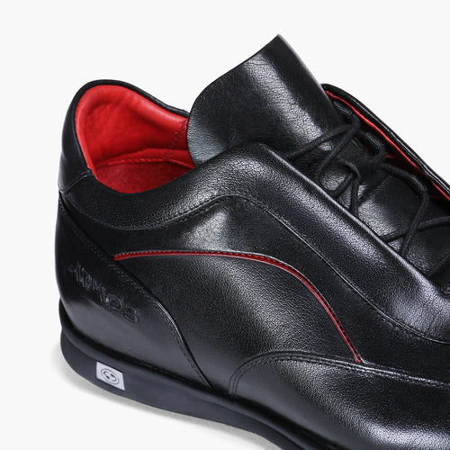 Men’s Black Leather Sneaker with Red Lines - detail
