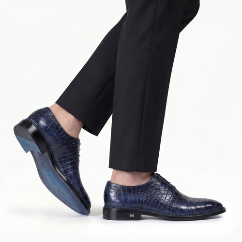 Men’s Navy Crocodile Leather Oxford