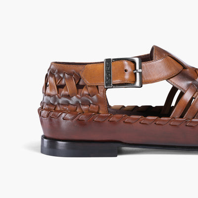Men's Dark Brown Leather Huarache Sandal - detail