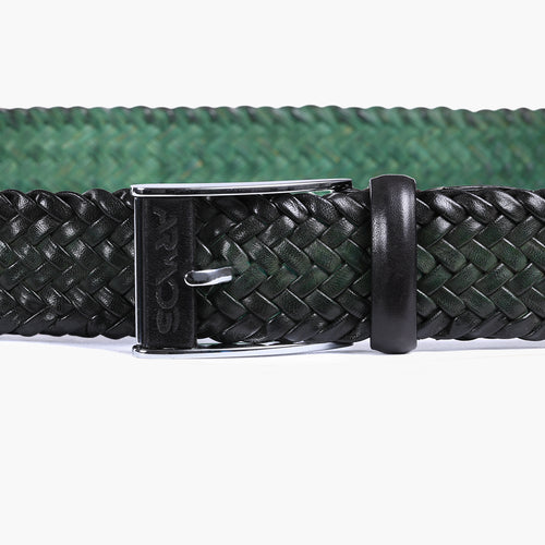 Men’s Blue Patina Braided Leather Belt - detail