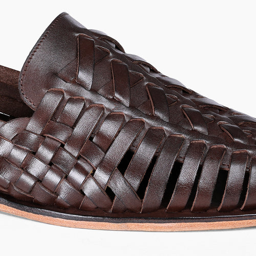 Men’s Dark Brown Leather Huarache Sandal - detail