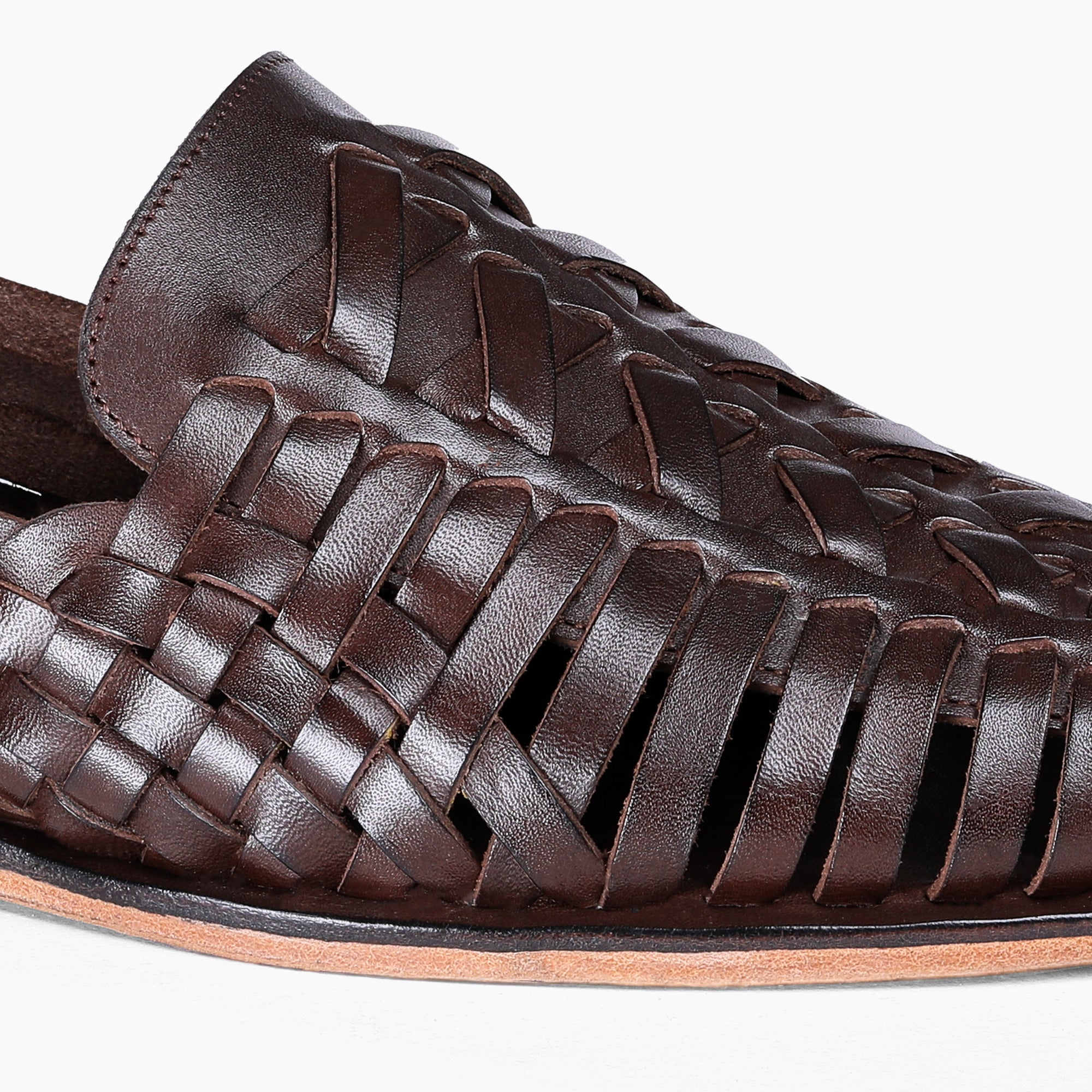 Men’s Dark Brown Leather Huarache Sandal - detail