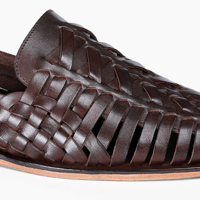 Men’s Dark Brown Leather Huarache Sandal - detail