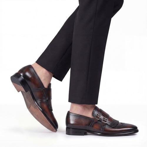 Men’s Brown Double Monk with Fringe