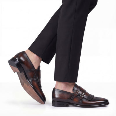 Men’s Brown Double Monk with Fringe