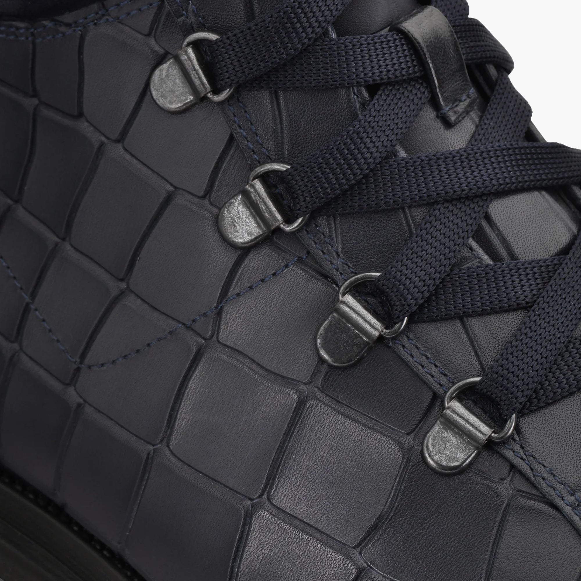 Men's Blue Croc-Print Boot with Fur Lining