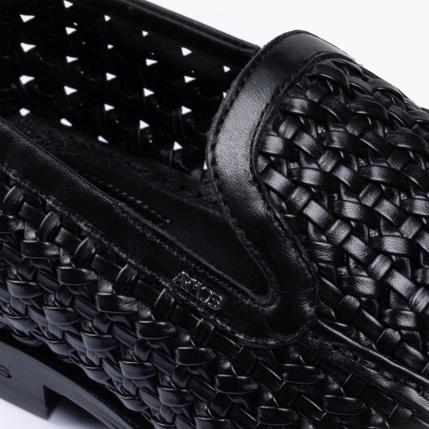 Men's Black Woven Leather Loafer