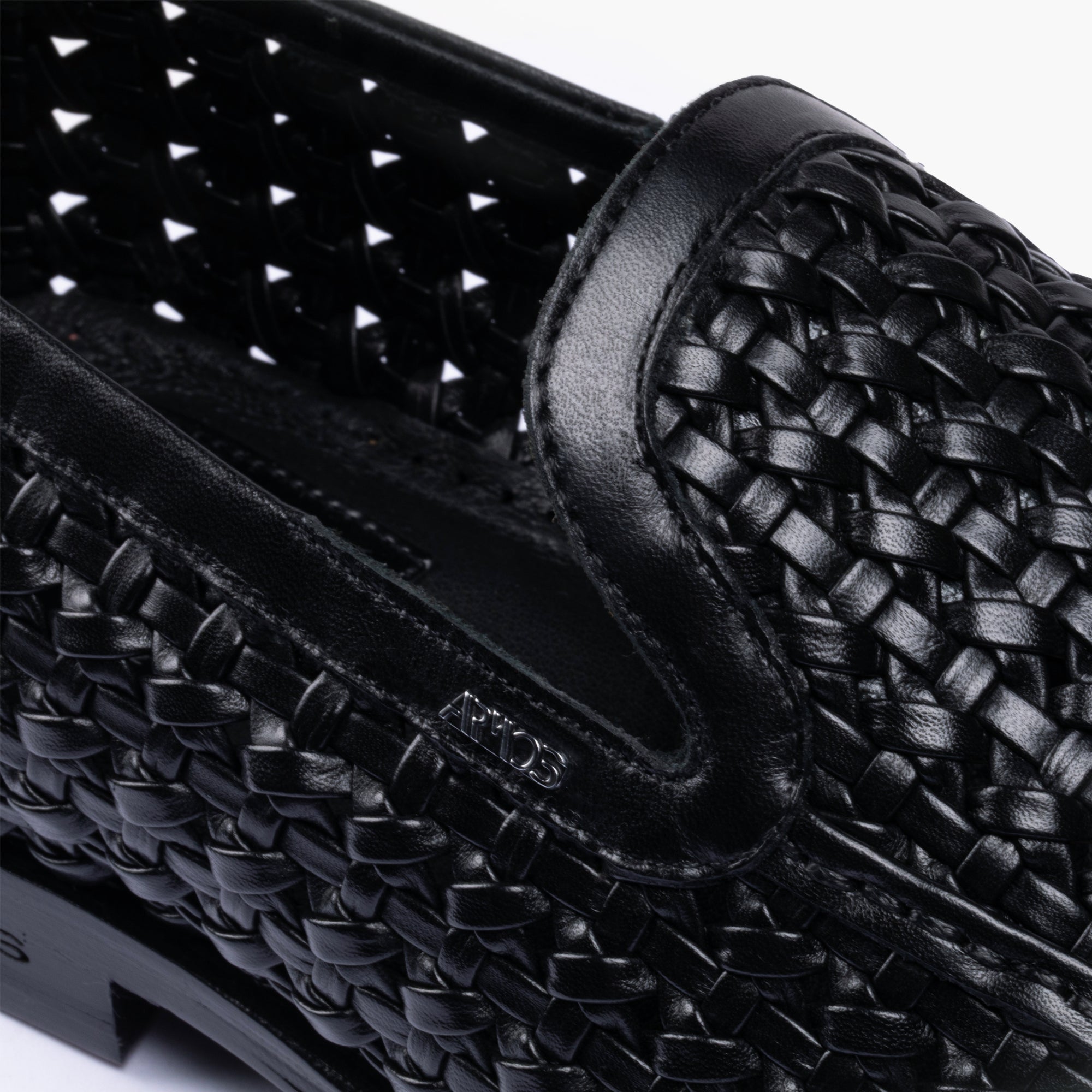 Men's Black Woven Leather Loafer