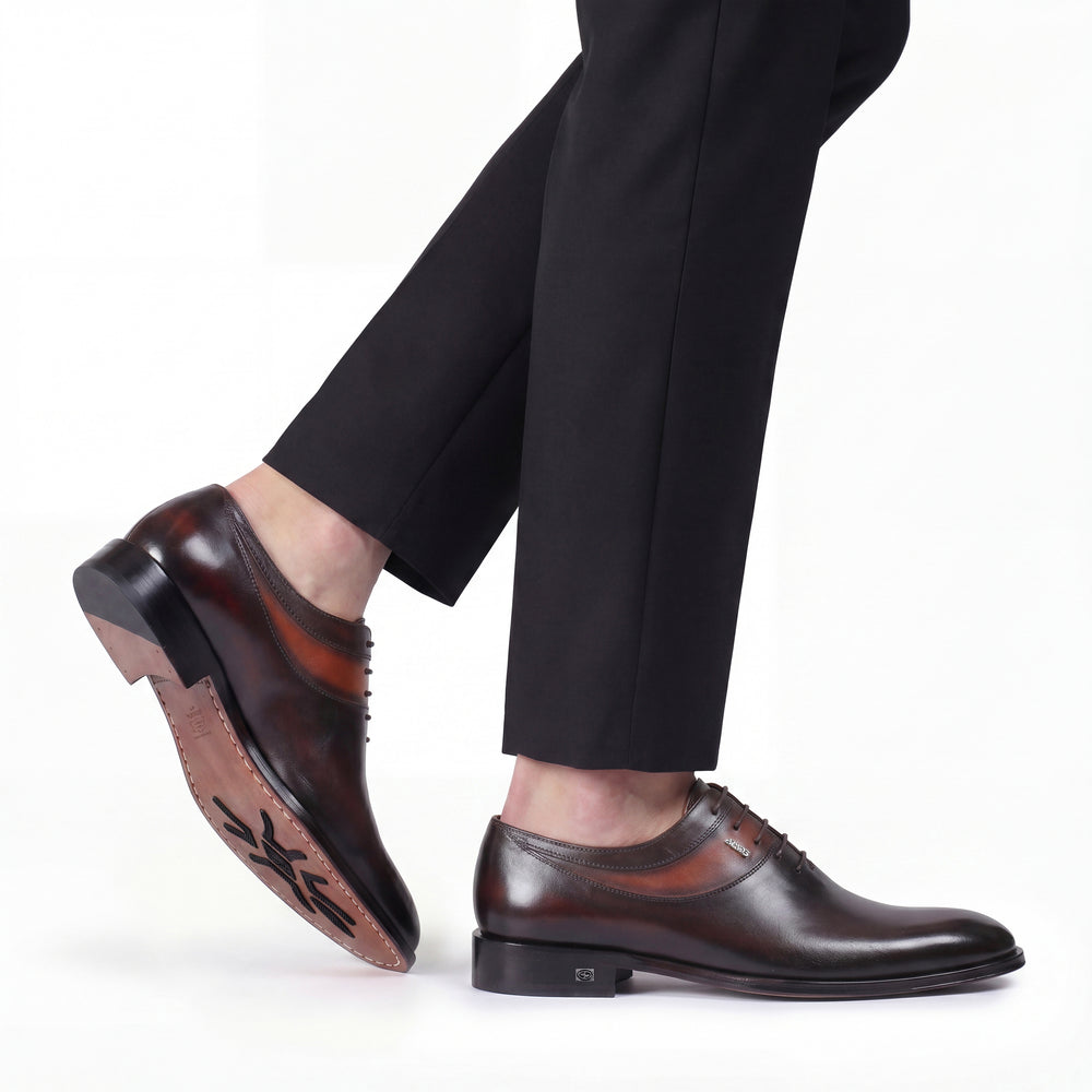 Men’s Brown Patina Plain-Toe Oxford