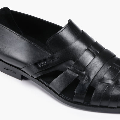 Men's Black Side Strap Fisherman Sandal