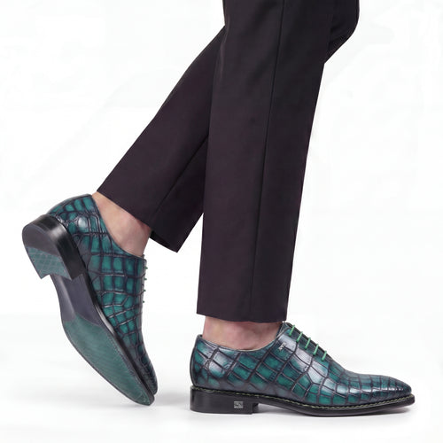 Men’s Green Crocodile Leather Oxford
