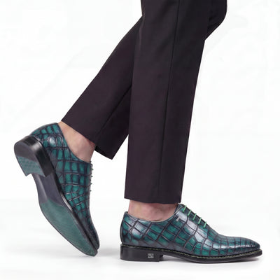Men’s Green Crocodile Leather Oxford