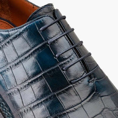 Men's Blue Crocodile Leather Oxford