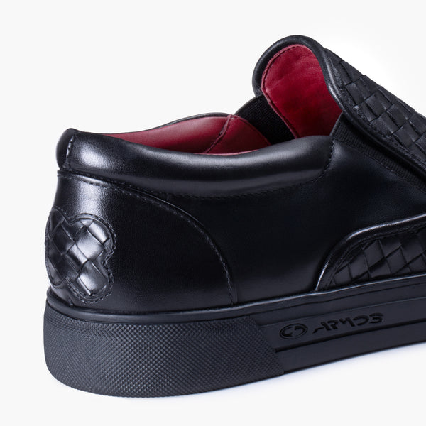 Men's Black Woven Slip-On Sneaker