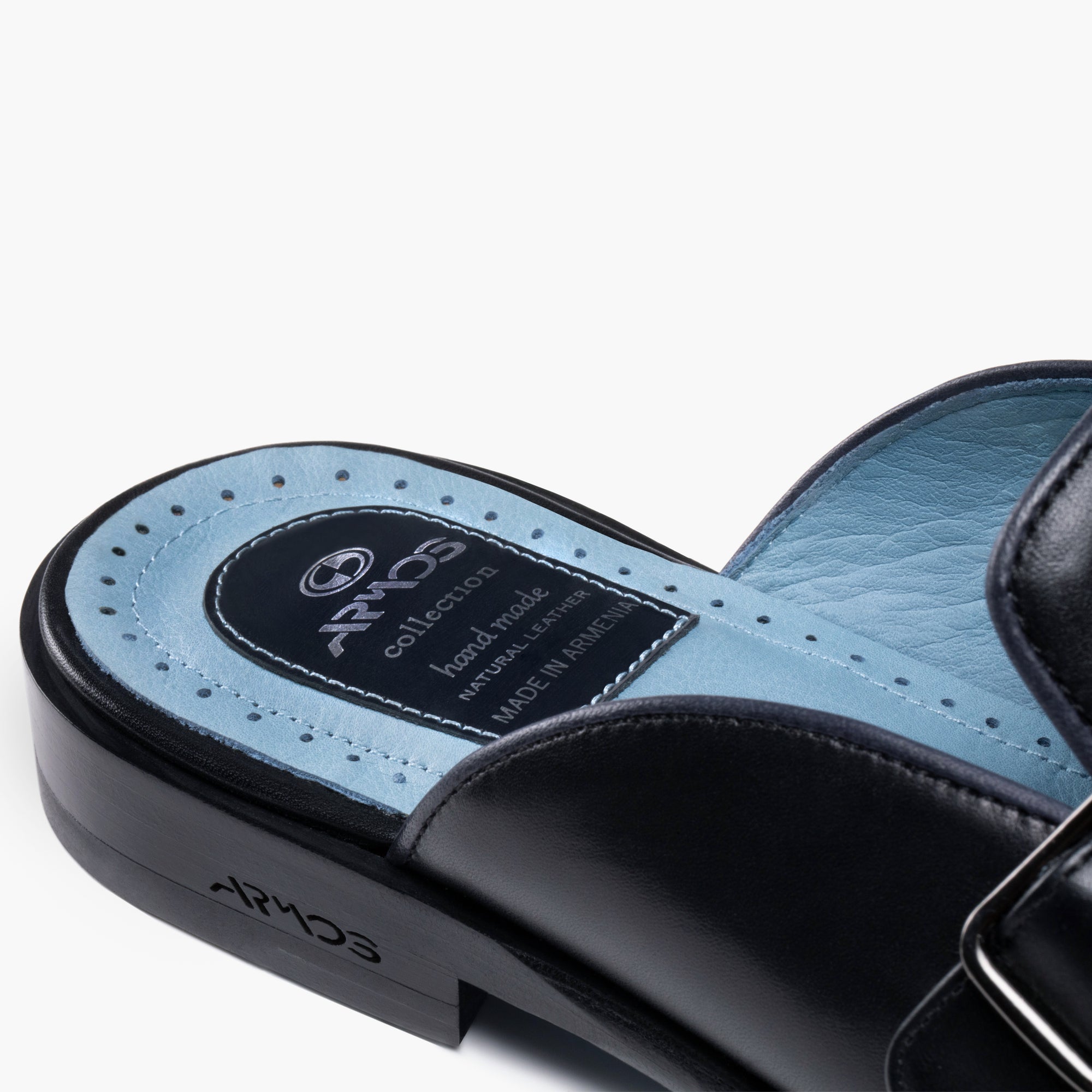 Men's Black Leather Mule