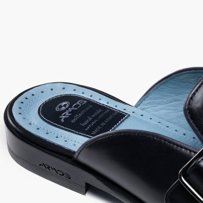 Men's Black Leather Mule