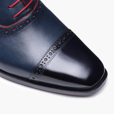 Men’s Dark Blue Cap Toe Brogue Oxford