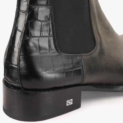 Men's Black & Green Leather Chelsea Boot