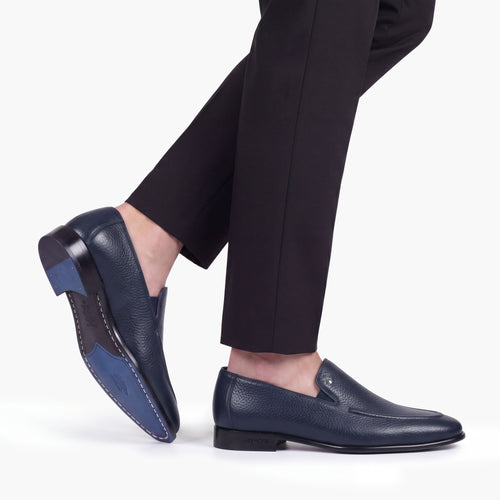 Men's Navy Deer Leather Loafer