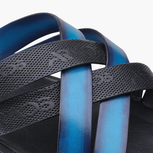Men's Black And Blue Cross-strap Sandal