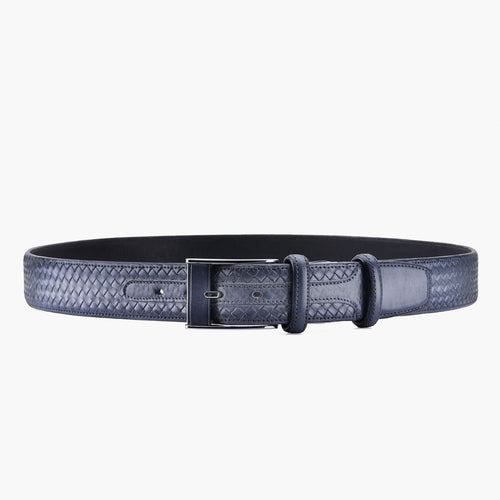 Men’s Blue & Gray Woven Leather Belt