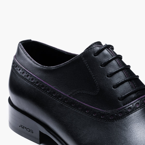 Men's Black & Purple Leather Oxford