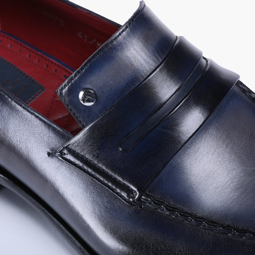 Men's Blue Patina Leather Penny Loafer - detail2
