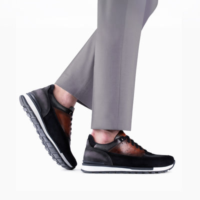 Men's Blue & Brown Patina Leather Sneaker