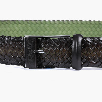 Men’s Khaki Patina Braided Leather Belt - detail