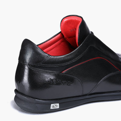 Men’s Black Leather Sneaker with Red Lines - detail2