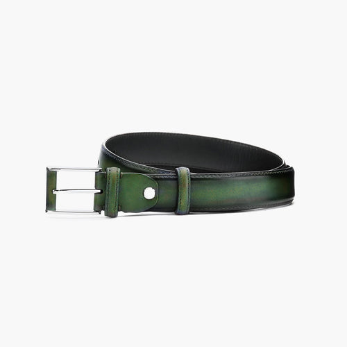 Forest green  patina leather belt