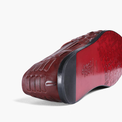 Men’s Burgundy Leather Huarache Sandal - detail