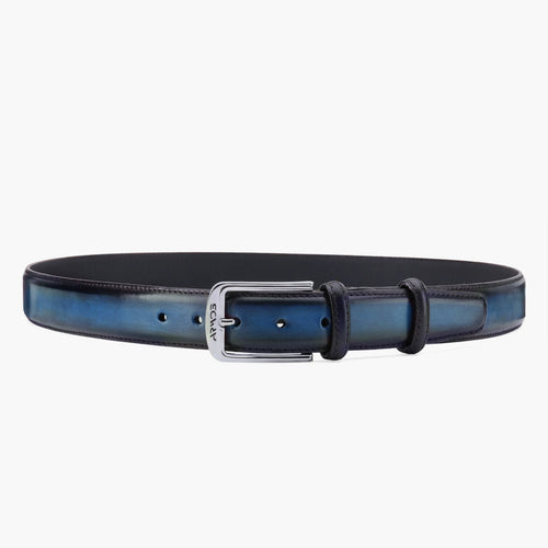 Men’s Dark Blue Patina Leather Belt