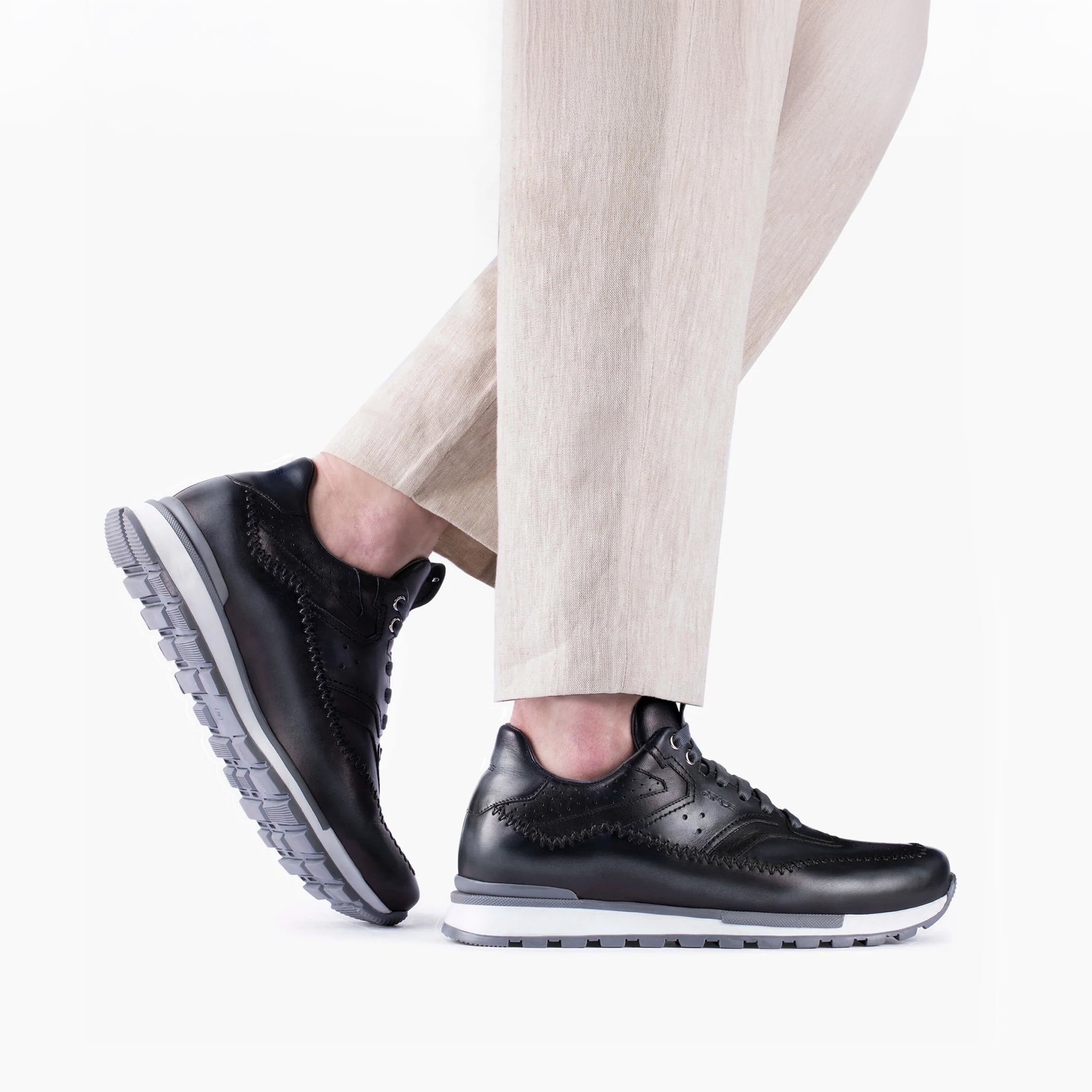 Men's Gray Patina Leather Sneaker