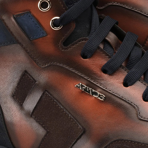 Men's Brown & Blue High-Top Sneaker