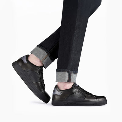Men's Black Sneaker with Silver Inserts