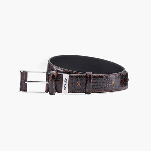 Brown crocodile printed belt