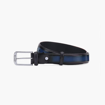 Men’s Dark Blue Patina Leather Belt