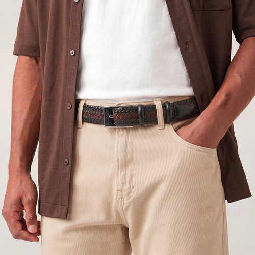 Men’s Brown Patina Braided Leather Belt
